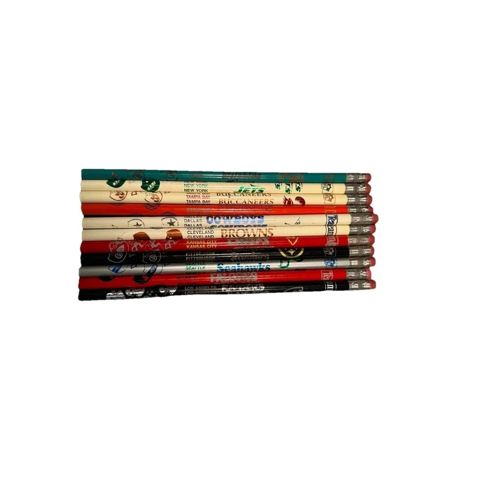VTG NFL Football Pencil Lot of 11 Unsharpened Pencils Teams Teammate New NOS